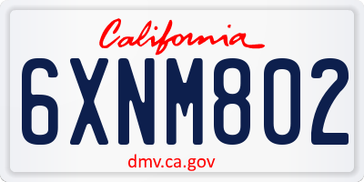 CA license plate 6XNM802