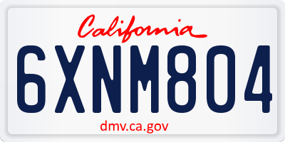 CA license plate 6XNM804