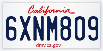 CA license plate 6XNM809