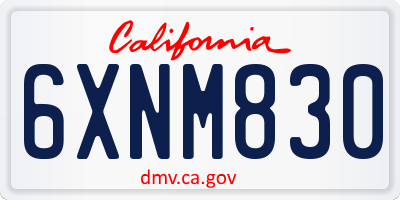 CA license plate 6XNM830
