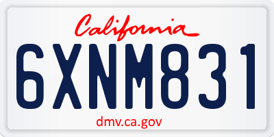 CA license plate 6XNM831