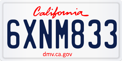 CA license plate 6XNM833