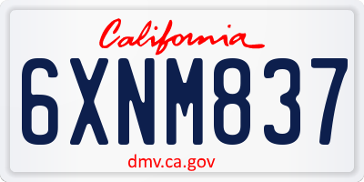 CA license plate 6XNM837