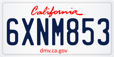 CA license plate 6XNM853