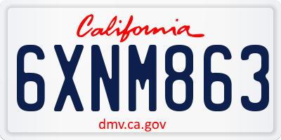 CA license plate 6XNM863