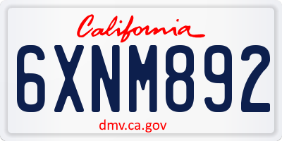 CA license plate 6XNM892