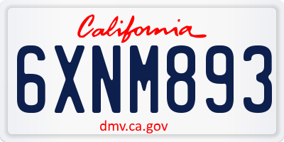 CA license plate 6XNM893