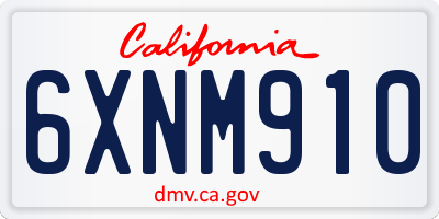 CA license plate 6XNM910