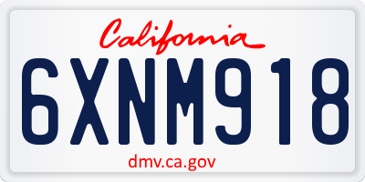 CA license plate 6XNM918