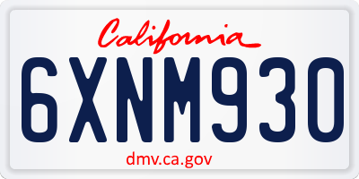 CA license plate 6XNM930