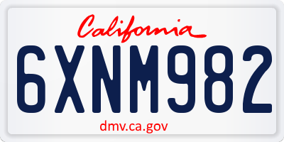 CA license plate 6XNM982