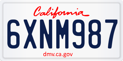 CA license plate 6XNM987