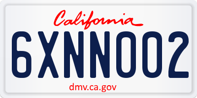 CA license plate 6XNN002
