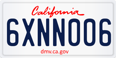CA license plate 6XNN006