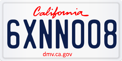 CA license plate 6XNN008