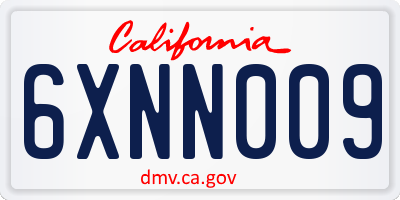 CA license plate 6XNN009