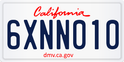 CA license plate 6XNN010