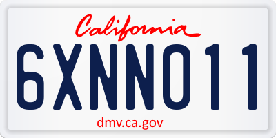 CA license plate 6XNN011