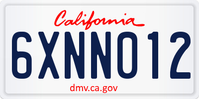 CA license plate 6XNN012