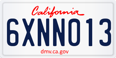 CA license plate 6XNN013