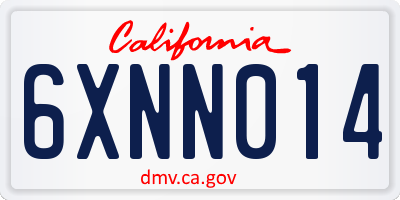CA license plate 6XNN014