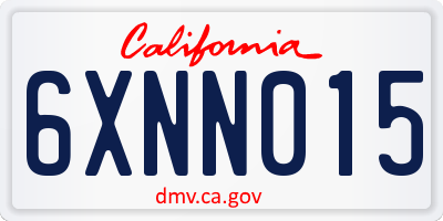 CA license plate 6XNN015