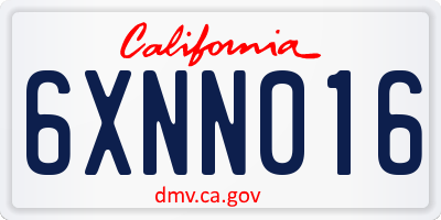 CA license plate 6XNN016