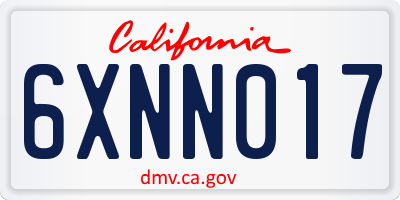 CA license plate 6XNN017