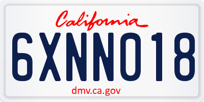 CA license plate 6XNN018