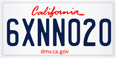 CA license plate 6XNN020