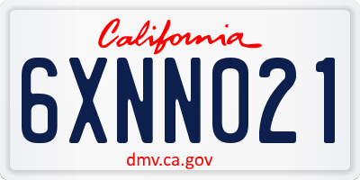 CA license plate 6XNN021