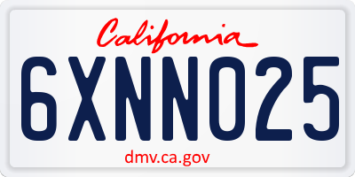 CA license plate 6XNN025