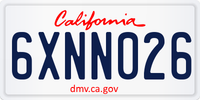 CA license plate 6XNN026