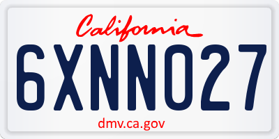 CA license plate 6XNN027