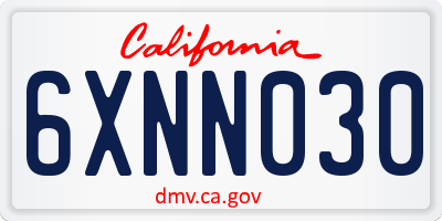 CA license plate 6XNN030