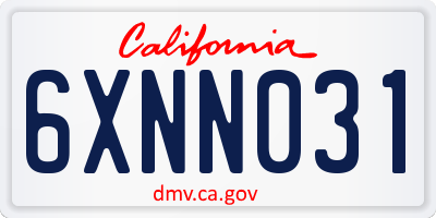 CA license plate 6XNN031