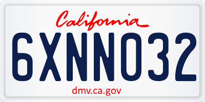 CA license plate 6XNN032