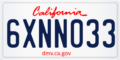CA license plate 6XNN033