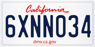 CA license plate 6XNN034