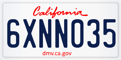 CA license plate 6XNN035
