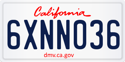 CA license plate 6XNN036