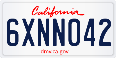 CA license plate 6XNN042