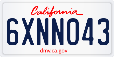 CA license plate 6XNN043