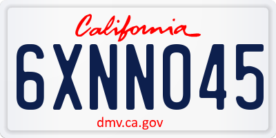 CA license plate 6XNN045