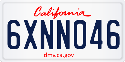 CA license plate 6XNN046