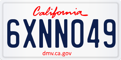 CA license plate 6XNN049