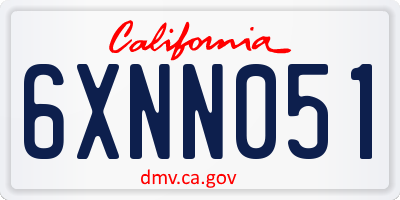 CA license plate 6XNN051