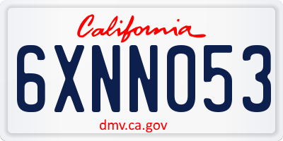 CA license plate 6XNN053