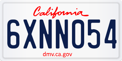 CA license plate 6XNN054