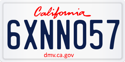 CA license plate 6XNN057